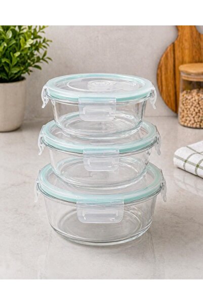Generic wda Fresh Vacuum Sealed Food Storage Containers, Set of 3 Round Glass...