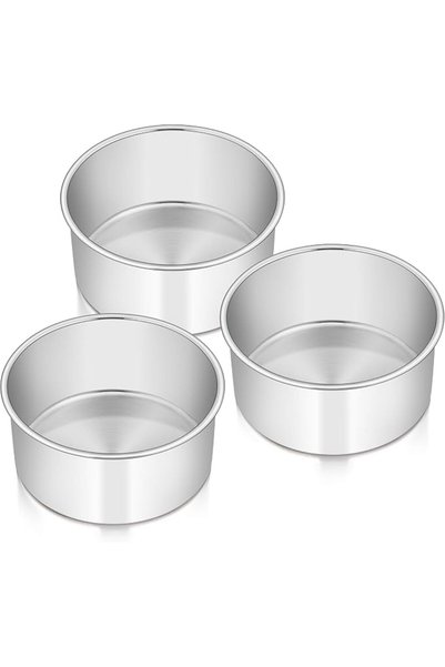 GENERAL E-far Cake Pans Set of 3, 6 x 3 Inch Stainless Steel Round Cake Bakin...