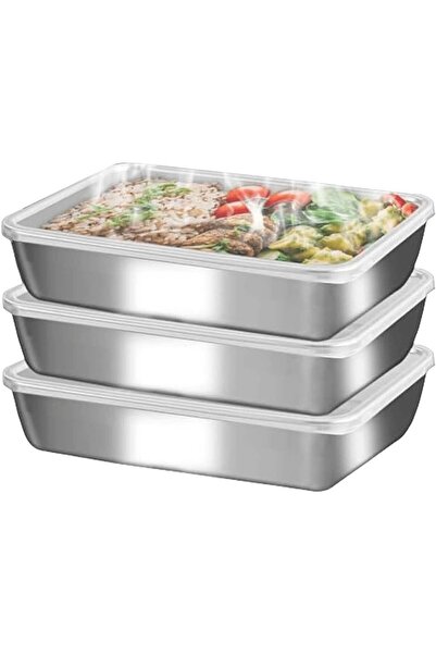 Generic ALMEKAQUZ 3Pcs Large Stainless Steel Food Containers, Rectangle Food ...