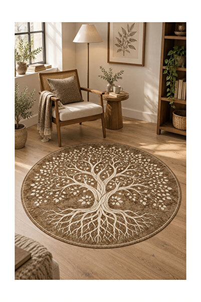 Rugs Modern Halı SDTplus Botanik Mermer Desenli Kahverengi, Kırık Beyaz ve Be...