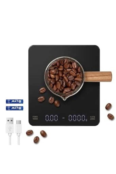 GENERAL ميزان قهوة SANYCASA مع مؤقت، ميزان إسبريسو دقيق 3 كجم/0.1 جرام، خاصية...