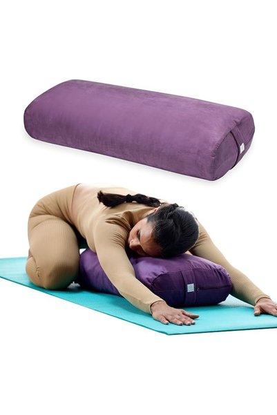 gaiam وسادة يوغا طويلة مستطيلة الشكل - وسادة تأمل مريحة لليوغا الاستعادةية