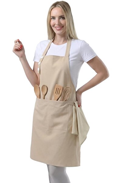 TOSHE Unisex Cotton Waterproof Bib 3 Adjustable Button Design Apron With Two ...