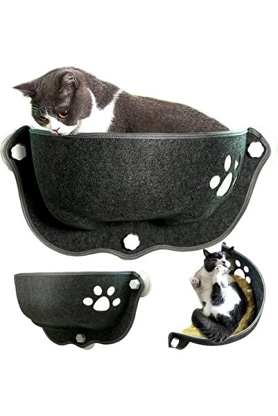 EXCEFORE Cat Window Bed,with Strong Suction Cups, Half-Moon Shape Washable Ca...