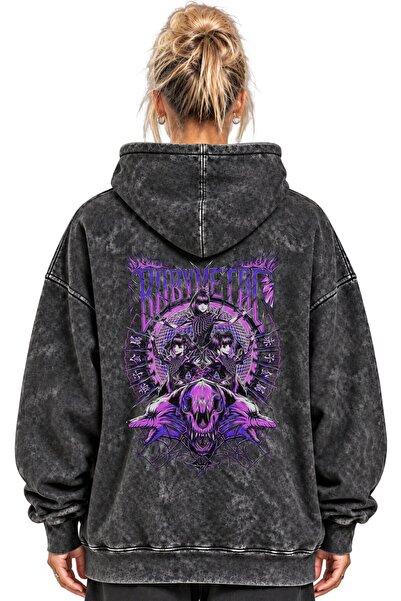 SEVBANO Hanorac cu glugă, imprimat, unisex, oversize, lavabil, Baby Metal Roc...