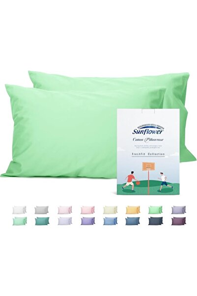 SUNFLOWER 100% Cotton Queen Pillow Case Set of 2, 200TC Bright White Pillowca...