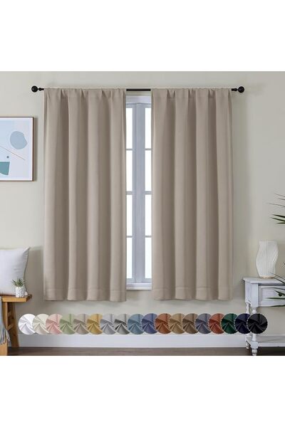 GENERAL ستائر تعتيم من Simplebrand بلون أخضر أخضر فاتح لغرفة النوم، طول 63 بو...