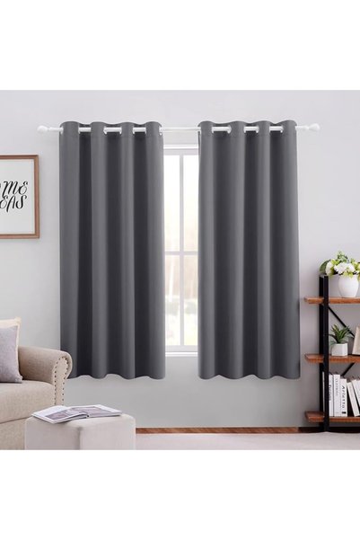 GENERAL HOMEIDEAS Greyish White Blackout Curtains for Bedroom 52 X 63 Inch Le...