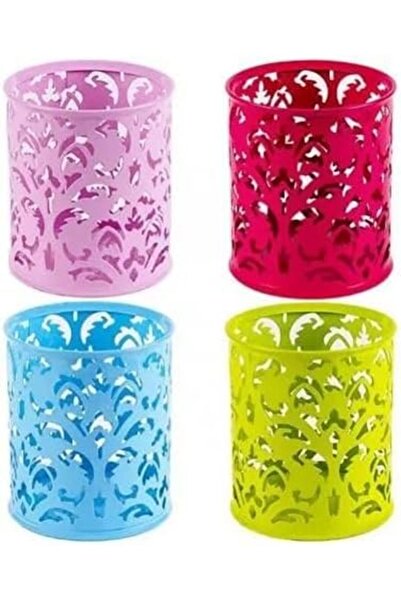 fitto Blue/Lite Pink Round Pen Holder 8x9cm – Desk Organizer & Stationery Holder