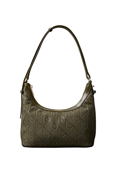 Calvin Klein Vizon Kadın Omuz Çantası EMBLEM AOP SUEDED SHOULDER BAG