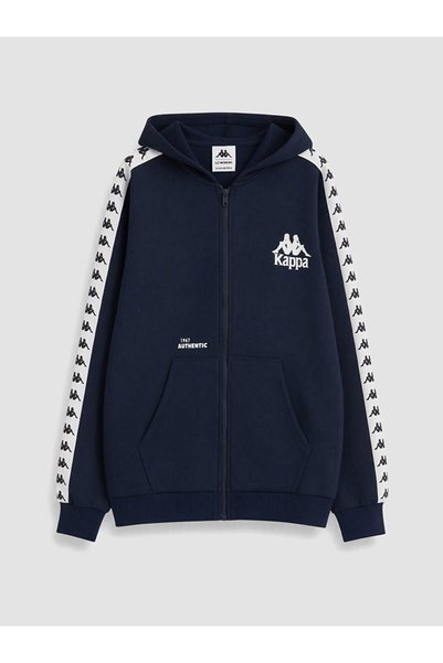 LC Waikiki Lacivert Kapüşonlu Erkek Çocuk Fermuarlı Sweatshirt