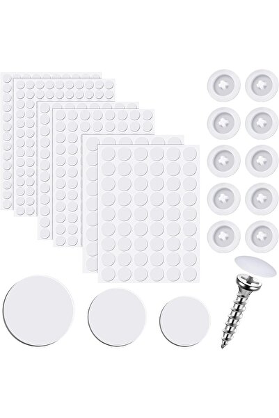 Generic Eersida 100 Pieces Black Plastic Round Screw Caps & 324 Pieces Self A...