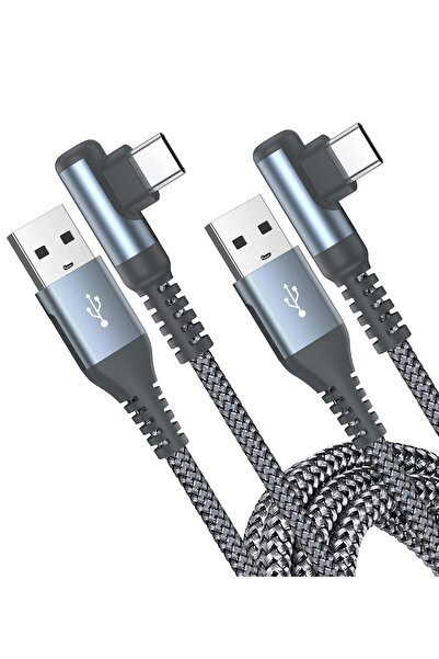 Generic كابل USB Type C من سويرجارد بزاوية قائمة [عبوة من قطعتين، 2 متر] - مج...