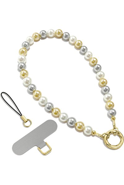Generic Phone Charm, Pearl Phone Strap with Tether Tab & Premium Metal Buckle...
