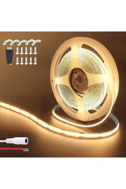 Generic شريط إضاءة LED COB بجهد 12 فولت، طول 16.4 قدم/5 متر (بدون مصدر طاقة)،...