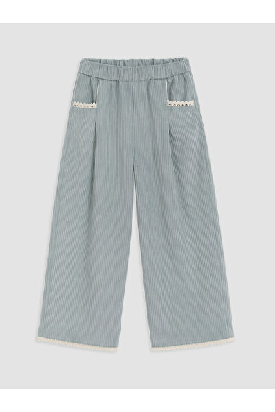 LC Waikiki Alita City Lcw Kids Green Velvet Plain Standard & Regular Wide Leg...