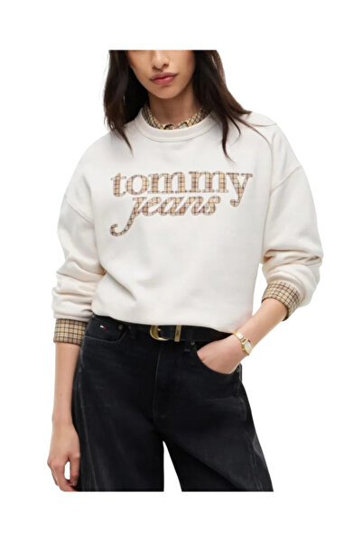 Tommy Hilfiger Γυναικείο Boxy Φούτερ Εκρού Tommy Jeans DW0DW23304-YBH