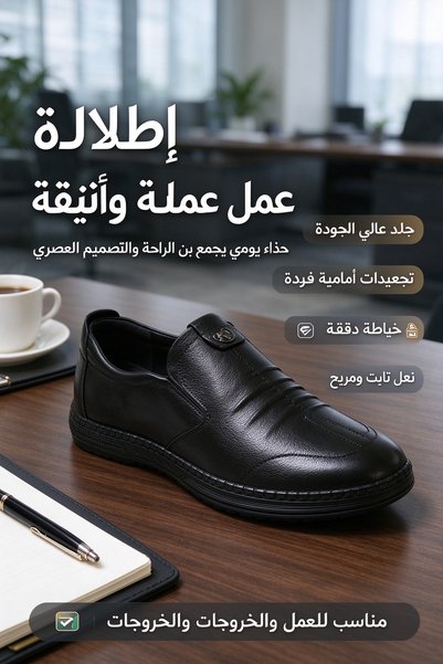 Chaolizi Men's Black Leather Slip-On Loafers, Trendy Design, Durable Rubber S...