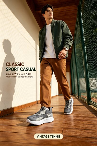 Al Masheel Store Men's Retro Casual Shoes - Stable Platform Sole & Ergonomic ...
