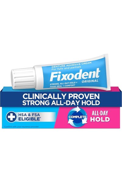 Fixodent كريم لاصق أصلي كامل للأسنان الاصطناعية، 0.75 أونصة