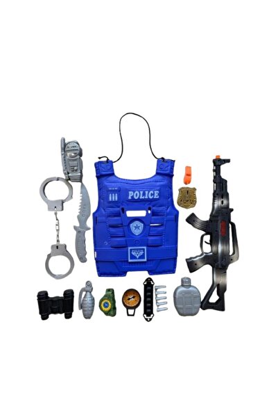 OEM Set politist de jucarie, pentru copii, plastic, 14 piese de jucarie, 5 ani+