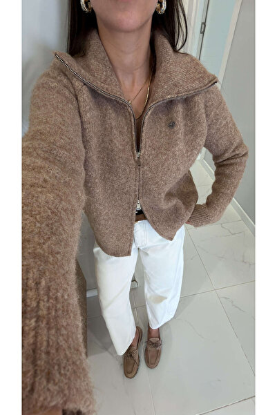BİRCANÇİL Miolla Camel Çift Fermuarlı Hırka