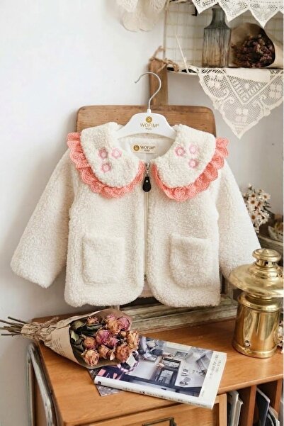 PARK BEBE Kız Bebek Vintage Tarz Peluş Ceket Hırka Yumuşak Dokulu Cepli Bebe ...