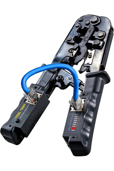 NALACAL أداة تجعيد RJ45 مع جهاز اختبار كابلات إيثرنت مدمج، أداة تجعيد شبكات 4...