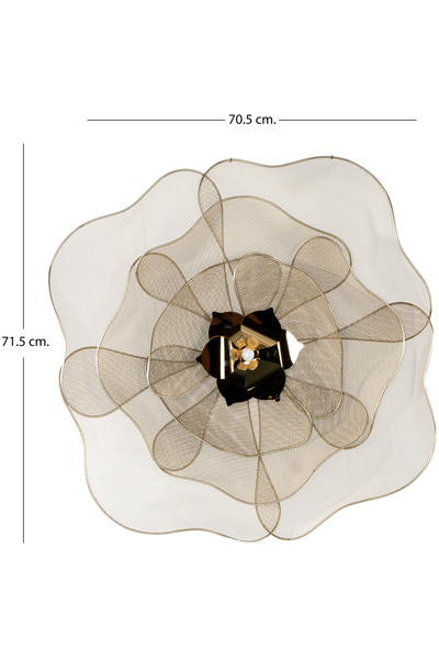 Herdekora Metal Duvar Panosu Çiçek Tasarımlı Gold 70,5×71,5 Cm.