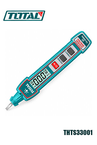 Generic قلم اختبار رقمي THTS33001 لقياس الجهد الكهربائي من 12 إلى 300 فولت مع خاصية NCV وشاشة LCD وجرس إنذار وضوء LED