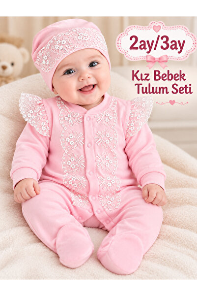 Sönmez bebe Kız Bebek Fistolu Dantelli Tulum Seti 2-3 Ay Mevlüt Özel Gün Bebe...