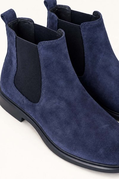 VARNAS Men's Navy Blue Genuine Suede Chelsea Boots – Magenda