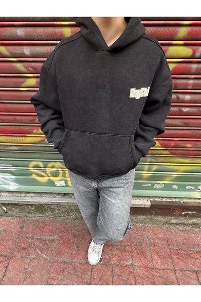 Oversize Sırt Baskılı Sweatshirt