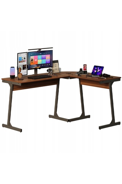 Rebiko Birou de colț modern, styl industrialny, maro închis, styl loft, 148 cm