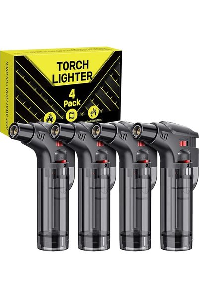 P PIPITA 4 Pack Torch Lighters Set, Butane Refillable Jet Flame Torch Lighter...