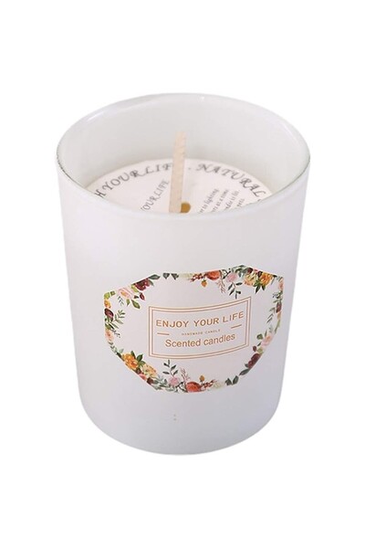 Rao Lumanare Parfumata, Model Pahar Alb Mat, Aroma de Ceai Verde si Floare de...