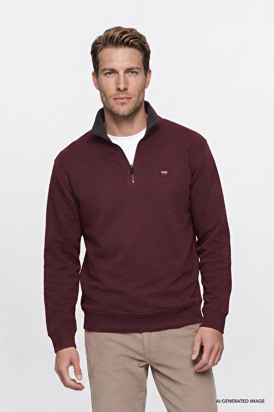 WRANGLER Pamuklu Selanik Regular Fit Normal Kesim Fermuarlı Dik Yaka Sweatshirt