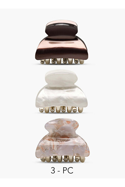 FAV Gloo Pack of 3 Curved Hair Clamp with Marble Finish