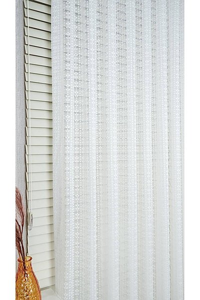 birton Spring Texture Knitted Tulle Curtain |   Off-White |   1X3 Dense Pleat |   Iron-Free Draped Fabric |   Modern Living Room Curtain