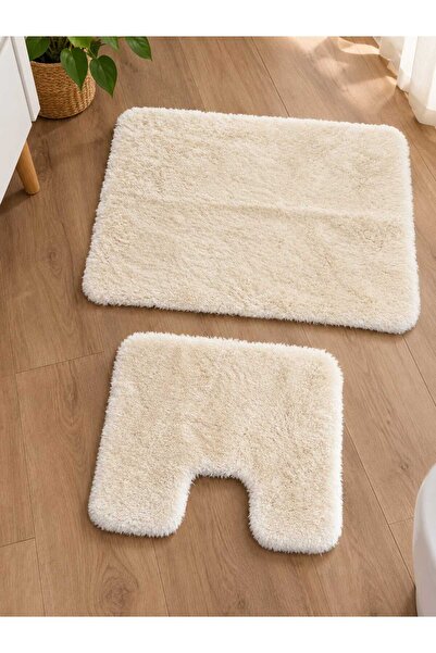Savana Non-Slip Base Plush Bath Mat 2-Piece Toilet Set 60*50 - 60*90