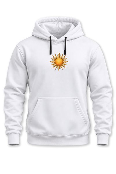WİDİ Hanorac unisex cu glugă cu imprimeu solar, cu model solar