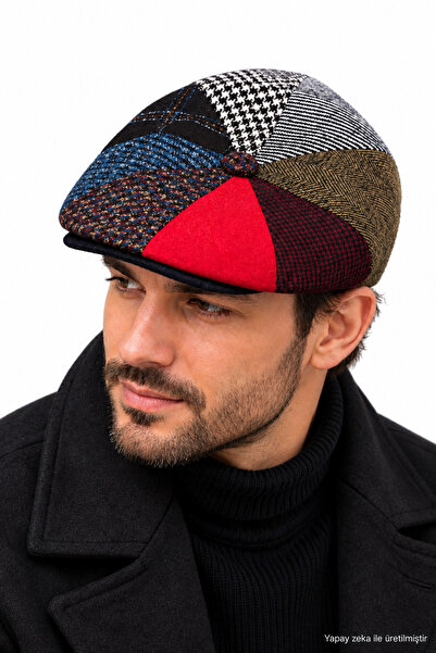 ZERAMİNE Șapcă patchwork pentru bărbați, 8 piese, model britanic, șapcă tip n...