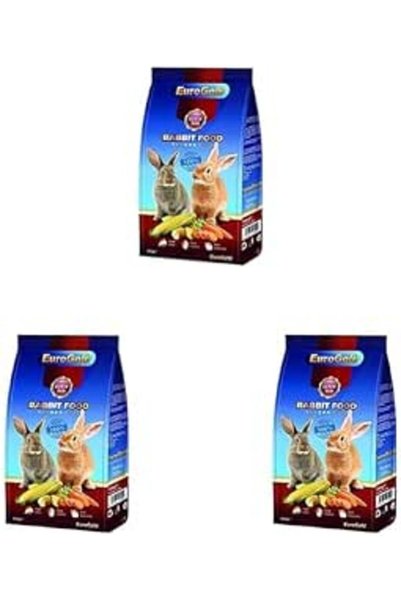 EuroGold Kurutulmuş Sebzeli Tavşan Yemi, Doğal İçerik, 750 Gr 3lü paket