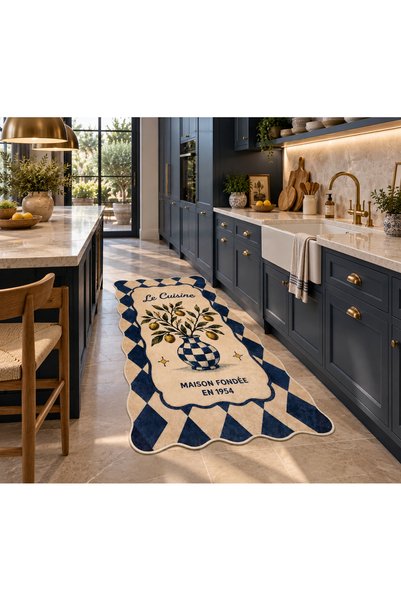 Brillant Le Cuisine Limon Desenli Lateks Taban Mutfak Halısı