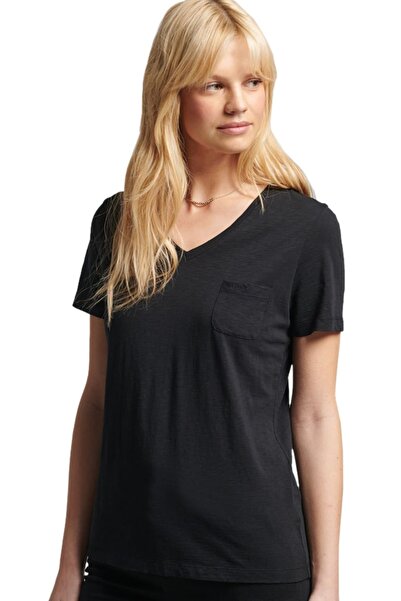 SUPERDRY Γυναικείο T-Shirt Studios με Τσέπη και V-λαιμόκοψη (W1010521B-02A)