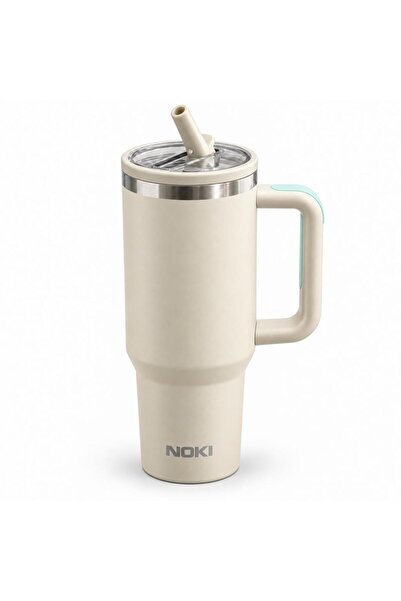 Noki T-0137 1200 ml Paslanmaz Çelik Tumbler Termos Bardak, Pipetli Yedek Kapa...