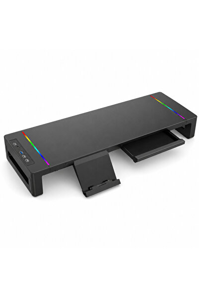 Axpeih حامل شاشة RGB مع محور USB، منافذ شحن USB-A و USB-C، درج تخزين وحامل ها...