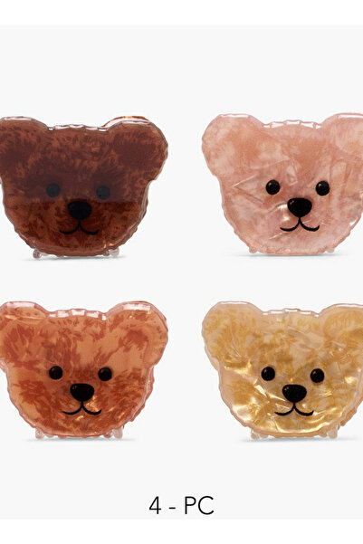 FAV Gloo Pack of 4 Bear Hair Clamp with Textured Finish