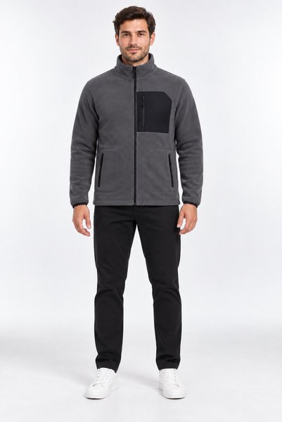 ODİN ATLAS Full Zipper, 3 Pockets, Stand Collar, Front Detail, Winter Smoked ...