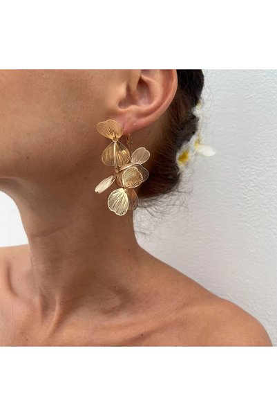 Choice Gold Boho Vintage Big Flower Petal Long Tassel Drop Earrings for Women...
